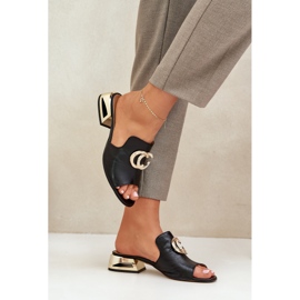 Elegante cuero de cuero bajo las hojas bajas Laura Messi 2874 Negro 3