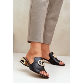 Elegante cuero de cuero bajo las hojas bajas Laura Messi 2874 Negro 2