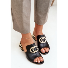 Elegante cuero de cuero bajo las hojas bajas Laura Messi 2874 Negro 5