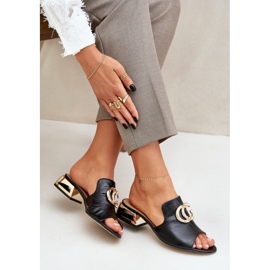 Elegante cuero de cuero bajo las hojas bajas Laura Messi 2874 Negro 7
