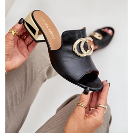 Elegante cuero de cuero bajo las hojas bajas Laura Messi 2874 Negro 9