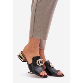 Elegante cuero de cuero bajo las hojas bajas Laura Messi 2874 Negro 1