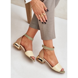 Sandalias Piel Sobre Tacones Dorados Laura Messi 2143 Beige 7