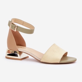 Sandalias Piel Sobre Tacones Dorados Laura Messi 2143 Beige 4