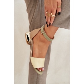 Sandalias Piel Sobre Tacones Dorados Laura Messi 2143 Beige 3