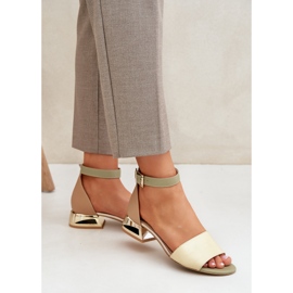 Sandalias Piel Sobre Tacones Dorados Laura Messi 2143 Beige 5