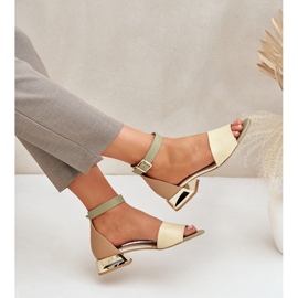 Sandalias Piel Sobre Tacones Dorados Laura Messi 2143 Beige 6