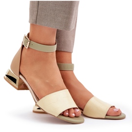 Sandalias Piel Sobre Tacones Dorados Laura Messi 2143 Beige 9