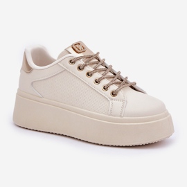 Zapatillas de deporte en una plataforma con cuerdas decorativas beige 4