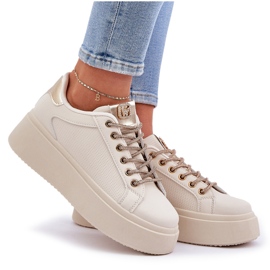 Zapatillas de deporte en una plataforma con cuerdas decorativas beige 9