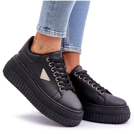 Zapatillas elegantes en una plataforma negra masiva negro 9