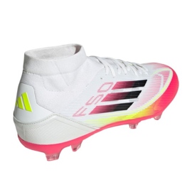 Adidas F50 League FG/MG Mid Ji0434 Zapatos de fútbol blanco y rojo 8