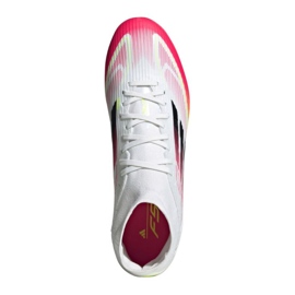 Adidas F50 League FG/MG Mid Ji0434 Zapatos de fútbol blanco y rojo 9