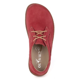 Olivier Zapatos de cuero minimalista de mujer descalzo 1082 Red Nubuk rojo 5