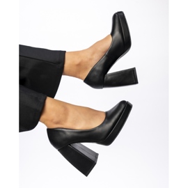 Bombas de cuero ecológicos para mujeres negras negro 1