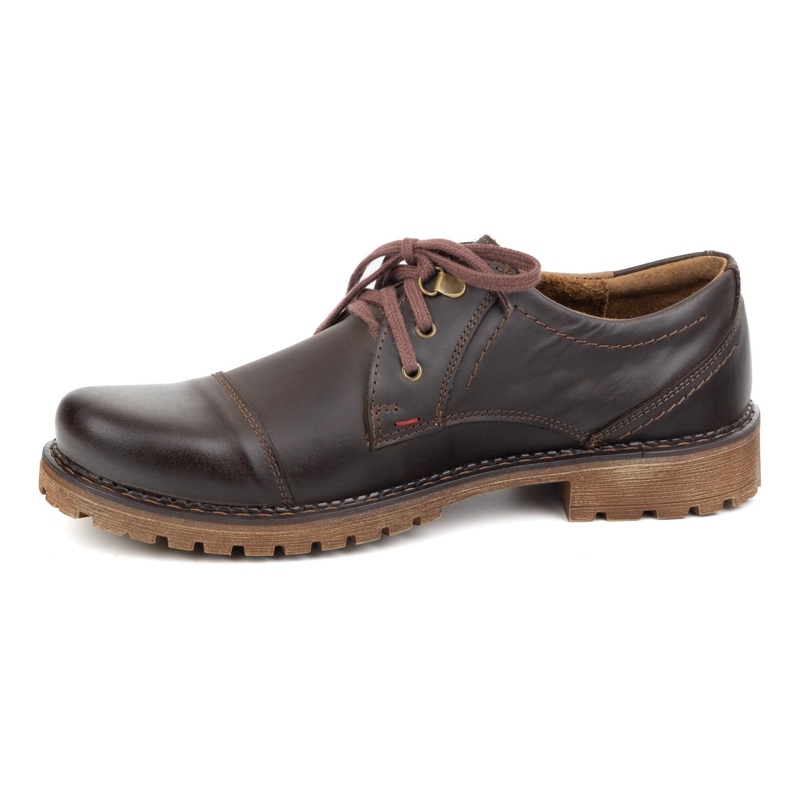 Zapatos de cuero para hombres Olivier 312gt con un dedo del pie empujado marrón oscuro 1