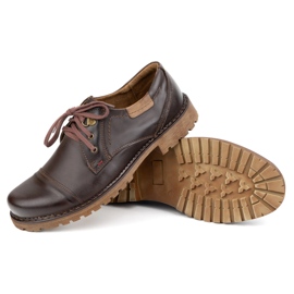 Zapatos de cuero para hombres Olivier 312gt con un dedo del pie empujado marrón oscuro 3