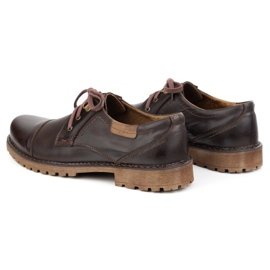 Zapatos de cuero para hombres Olivier 312gt con un dedo del pie empujado marrón oscuro 4