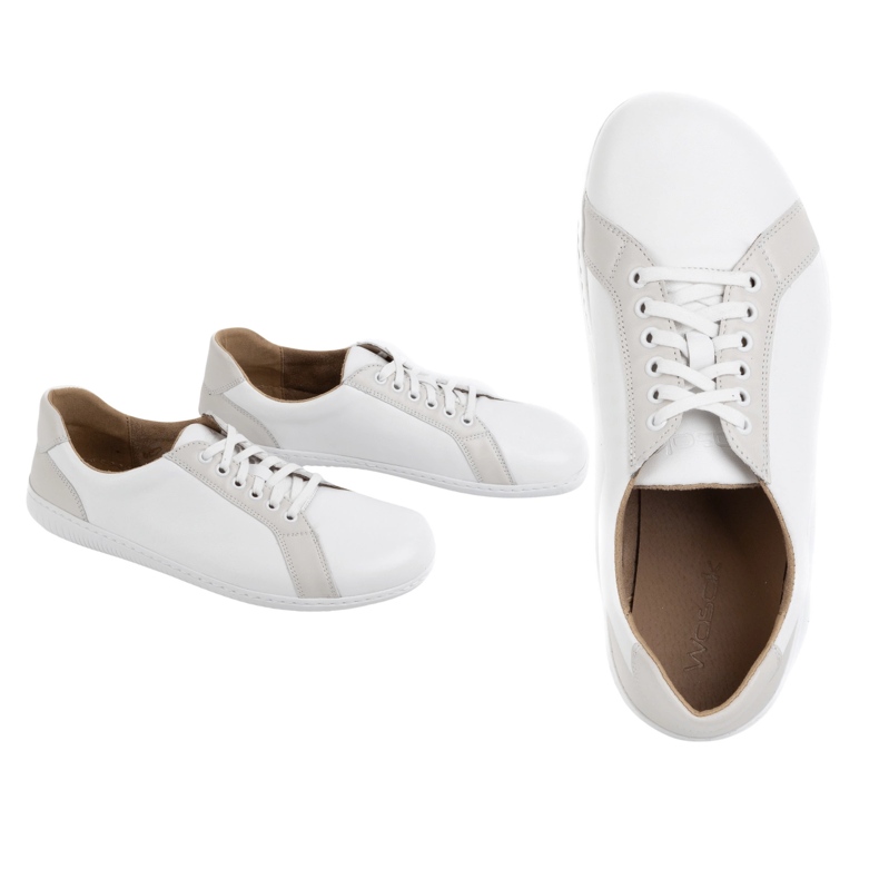WASAK Zapatos de cuero minimalista de hombres descalzos 0741W White blanco 1