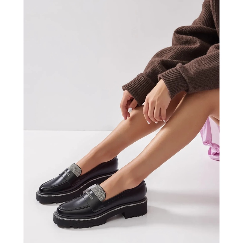 Mocasines negros diamantes de mujeres 2