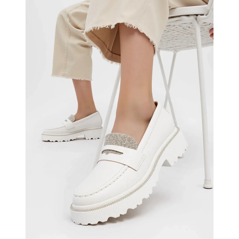 Mocasines blancos diamantes de mujeres 2