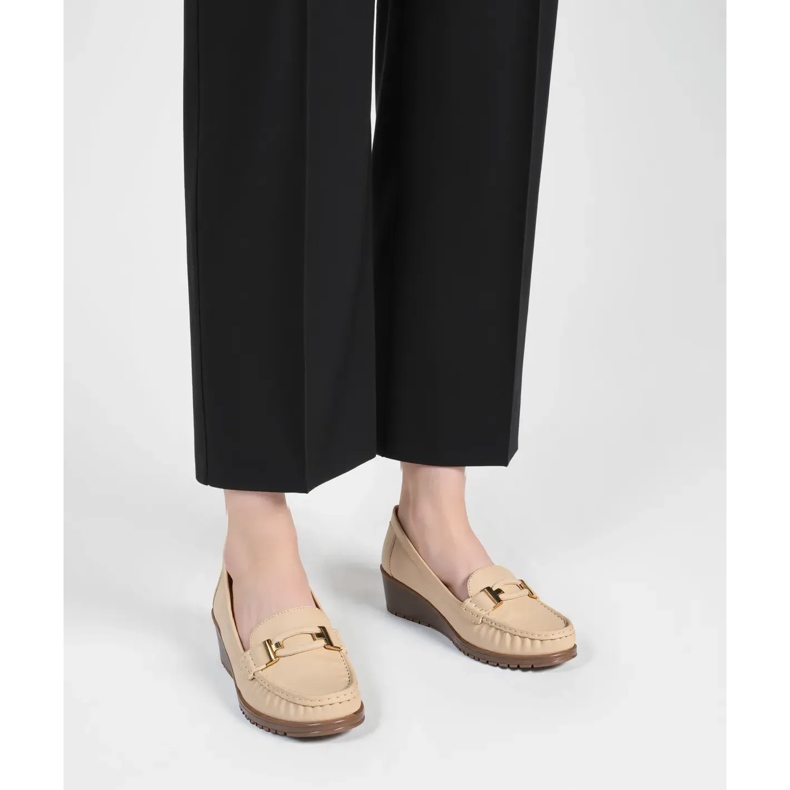 Mocasines de velora beige femeninos 1