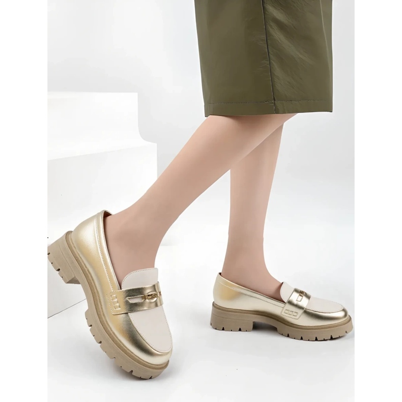 Mocasines de oro para mujeres dorado 2