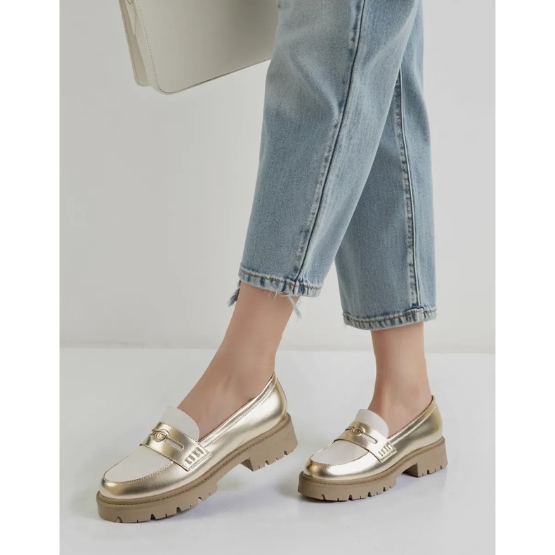 Mocasines de oro para mujeres dorado 1