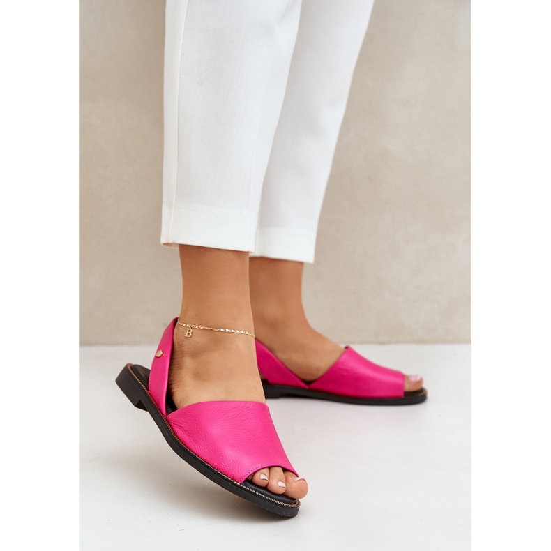 Sandalias correderas de cuero Zazoo 40327 Fuksja rosa 2