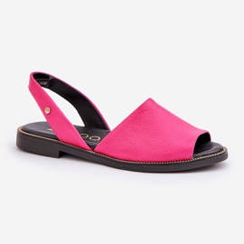 Sandalias correderas de cuero Zazoo 40327 Fuksja rosado 4