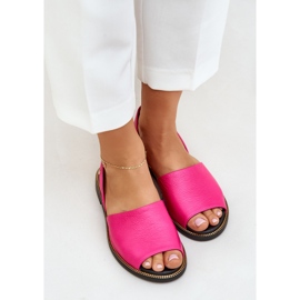 Sandalias correderas de cuero Zazoo 40327 Fuksja rosado 6