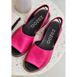 Sandalias correderas de cuero Zazoo 40327 Fuksja rosado 7
