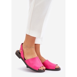 Sandalias correderas de cuero Zazoo 40327 Fuksja rosa 1