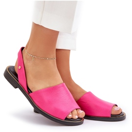 Sandalias correderas de cuero Zazoo 40327 Fuksja rosado 8