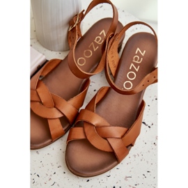 Sandalias de cuero con un delicado Zazoo 40372 Brown marrón 8
