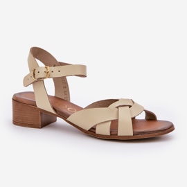 Sandalias de cuero con un delicado tacón Zazoo 40372 beige ligero 4