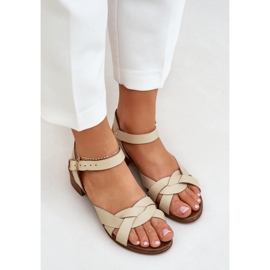Sandalias de cuero con un delicado tacón Zazoo 40372 beige ligero 7