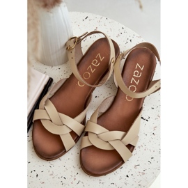 Sandalias de cuero con un delicado tacón Zazoo 40372 beige ligero 8