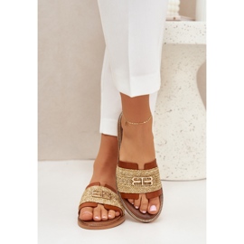 Chanclas de cuero con detalles decorativos y trenza Zazoo 40426 Brown marrón 5