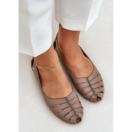 Zazoo 10009 cómodo ballerinas de cuero de cuero beige oscuro 6