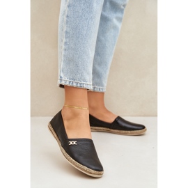 Elegante Espadrillas de cuero Zazoo 10177 Negro 2