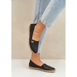 Elegante Espadrillas de cuero Zazoo 10177 Negro 5
