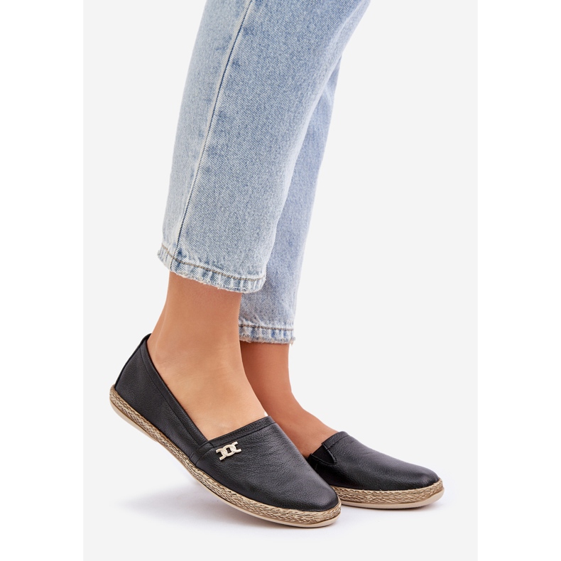 Elegante Espadrillas de cuero Zazoo 10177 Negro 1
