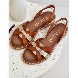 Zazoo 40382 Sandalias de cuero para mujeres marrón 7