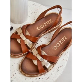 Zazoo 40382 Sandalias de cuero para mujeres marrón 8