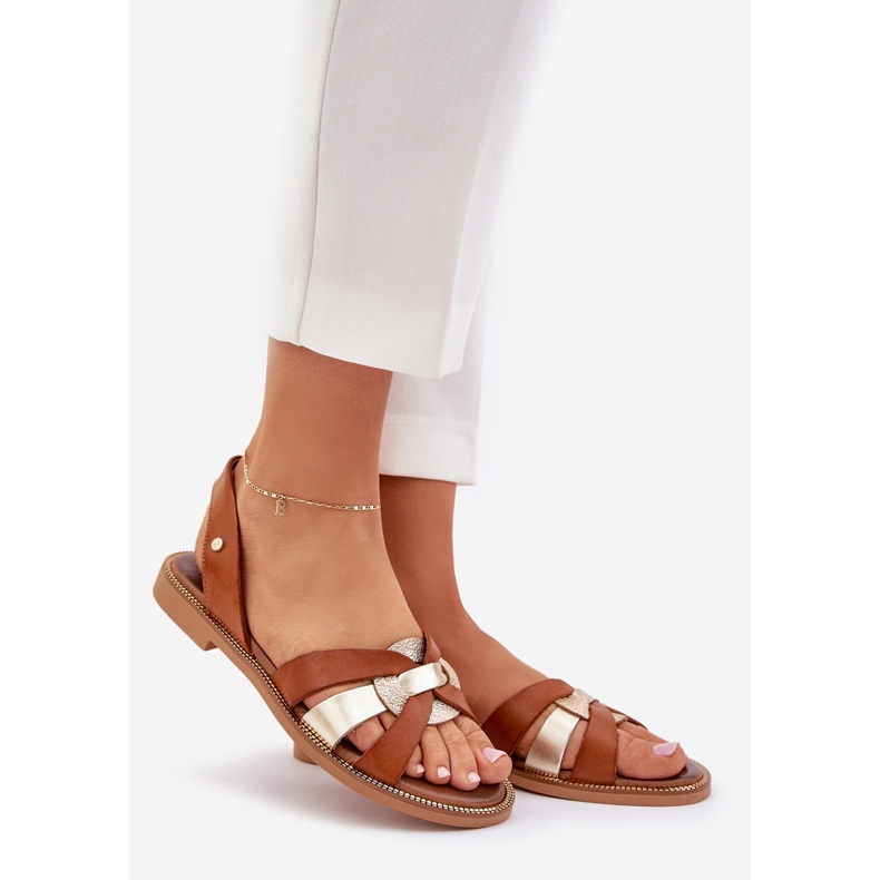Zazoo 40382 Sandalias de cuero para mujeres marrón 1