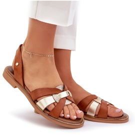Zazoo 40382 Sandalias de cuero para mujeres marrón 9