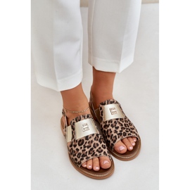 Zazoo 40385 Sandalias de cuero para mujeres con leopardo estampado marrón 6
