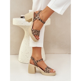 Zazoo 40386 Sandalias de cuero para mujeres en el leopardo marrón beige marrón 5