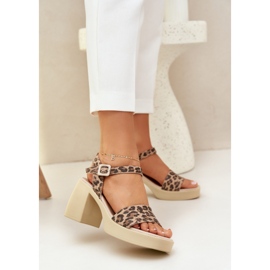 Zazoo 40386 Sandalias de cuero para mujeres en el leopardo marrón beige marrón 2